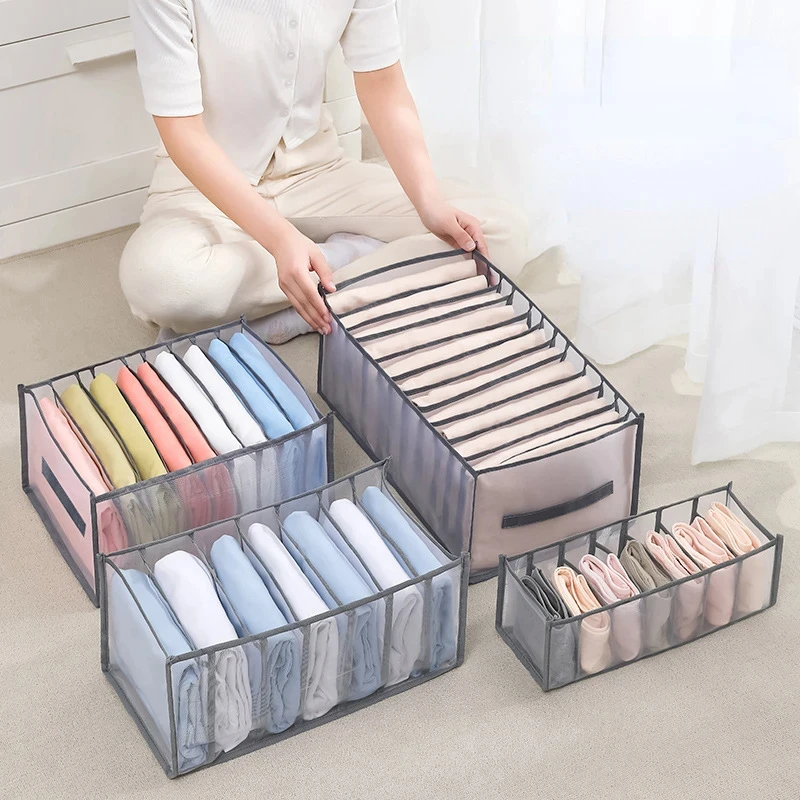 1/2PCS Clothes Organizer Trousers Clothes Jeans Storage Box Wardrobe Clothes Organizer Underwear Bra Socks Drawer Compartment