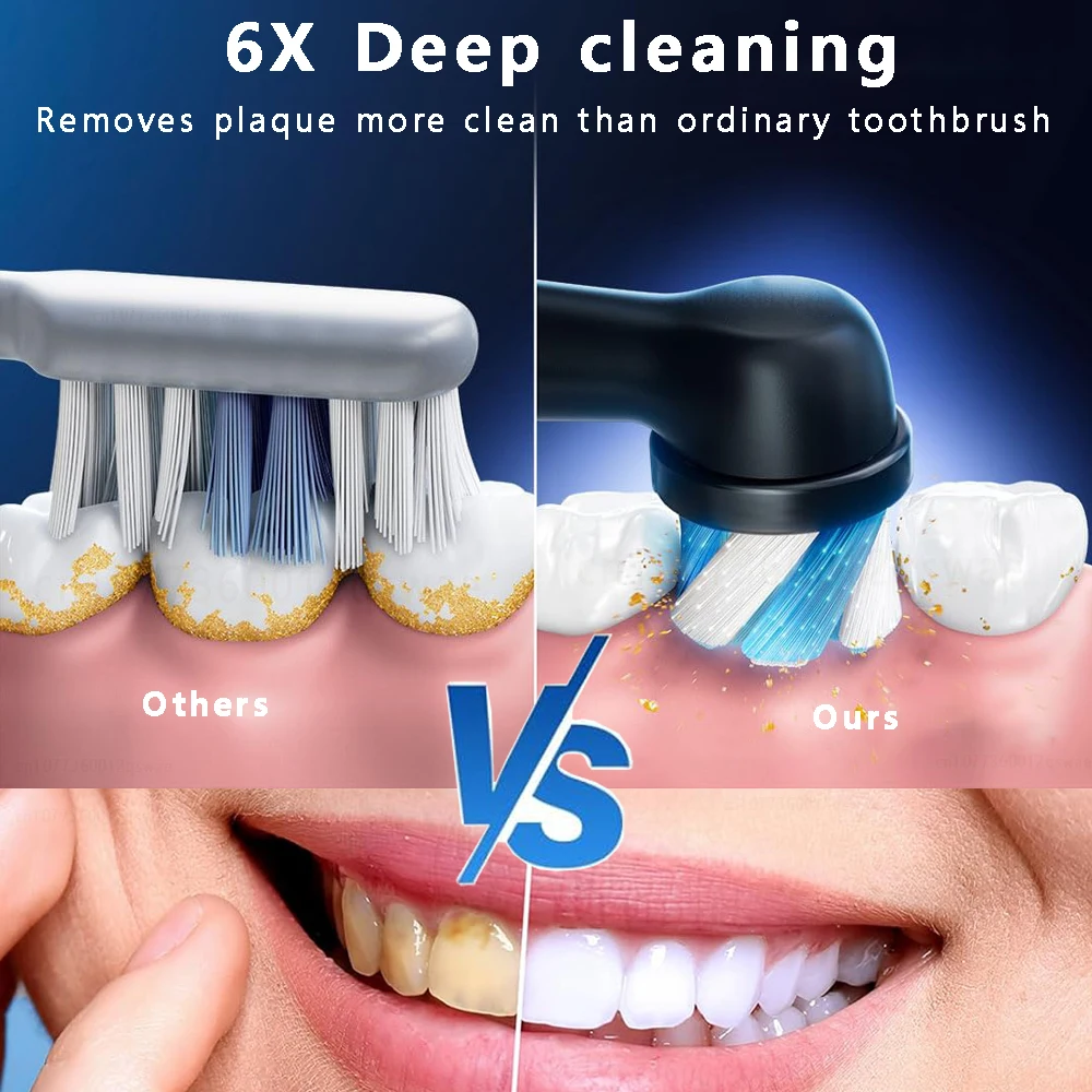 Electric Toothbrush for Adults Rechargeable Electric Toothbrush with 8 Brush Heads & Travel Case Rotary Electric Toothbrush 3