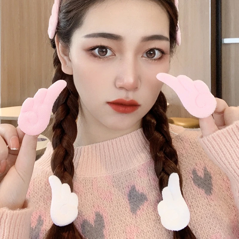 2Pcs Angel Hair Clips Girls Kids Cartoon Peluche Pins Barrette White Wing Hair Hoop Christmas Holiday Dress Up Accessori Per Forcine