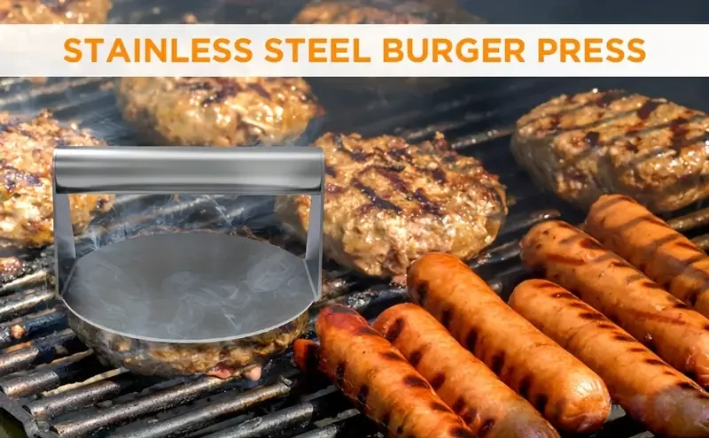 1 piece Stainless Steel Hamburger Press Flat Bottom Without Edges Non-stick Smooth