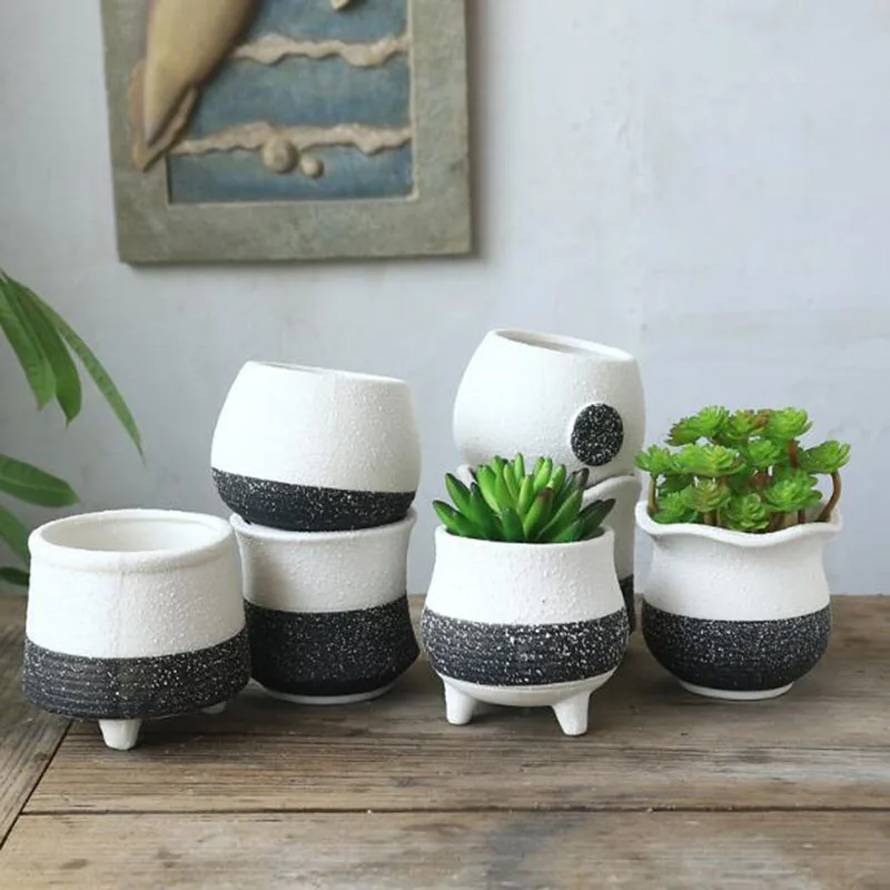 SnowflakeGlazeFleshyFlowerpotKoreanStyleHandDrawnFlowerPot