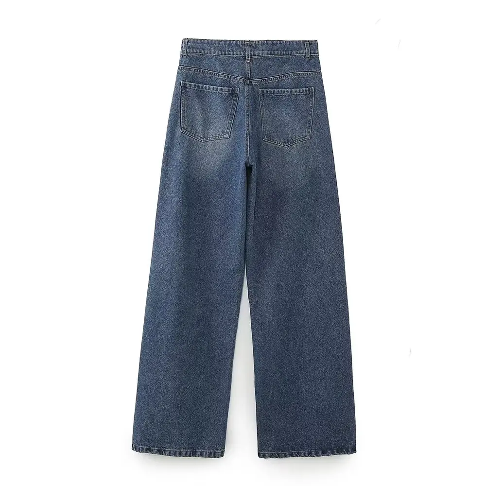 Jenny&Dave Ladies High Waist Casual Wide Leg Jeans Retro Fashion Women's Mommy Jeans Boyfriend Loose Denim Pants