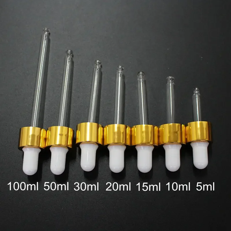 라텍스 헤드가 있는 알루미늄 스포이드 뚜껑 피펫, 에센셜 오일 병, 매치 5ml, 10ml, 15ml, 20ml, 30ml, 50ml, 100ml, 로트당 100 개