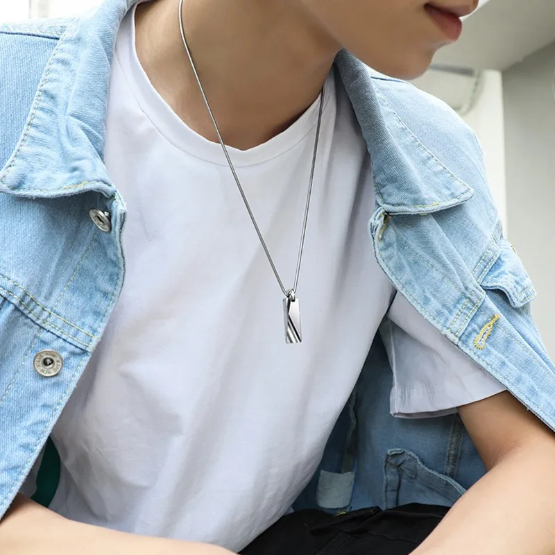 Men Tungsten Pendant Blue Golden High light Gift Titanium Steel Necklace Personalized Jewelry, Free Delivery, Carving