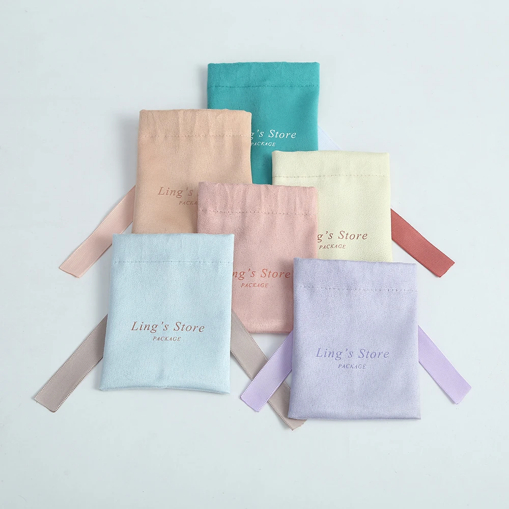 100pcs Personalized Chic Wedding Party Favor Bags Flannel Cosmetic Drawstring Gift Packaging with Silk Custom Jewelry Pouches small paper bag luxury cardboard boxes for jewelry earrings ring necklace packaging chic party wedding christmas favor gift box