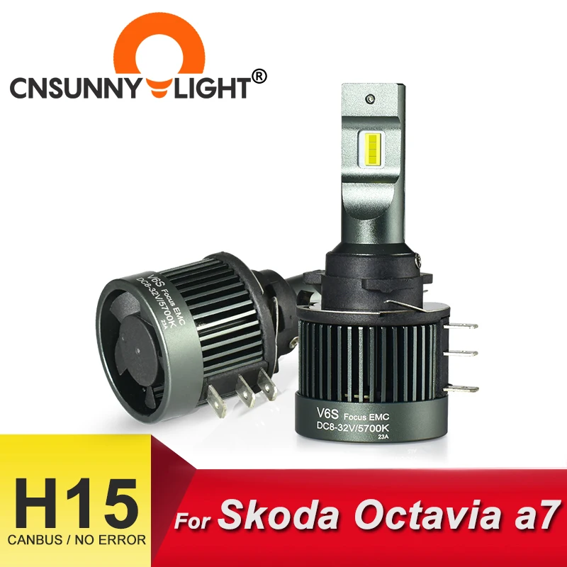 CNSUNNYLIGHT No Flickering Car LED H15 Headlight Bulbs CANBUS 15000Lm