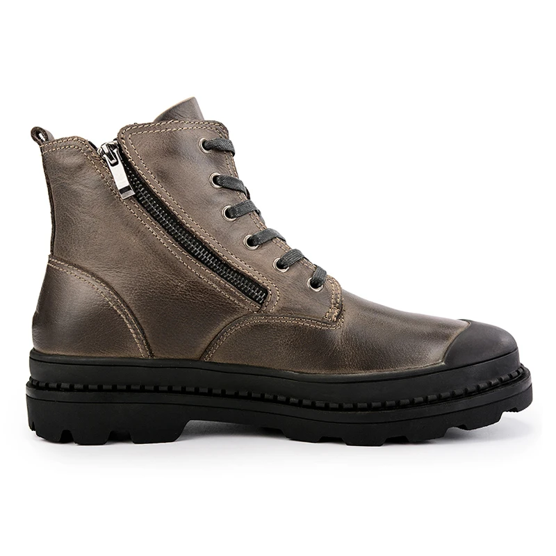 Men Leather Boots Winter Men Casual Genuine Leather Ankle Boots Zipper Design Cow Leather Big Size 47 48