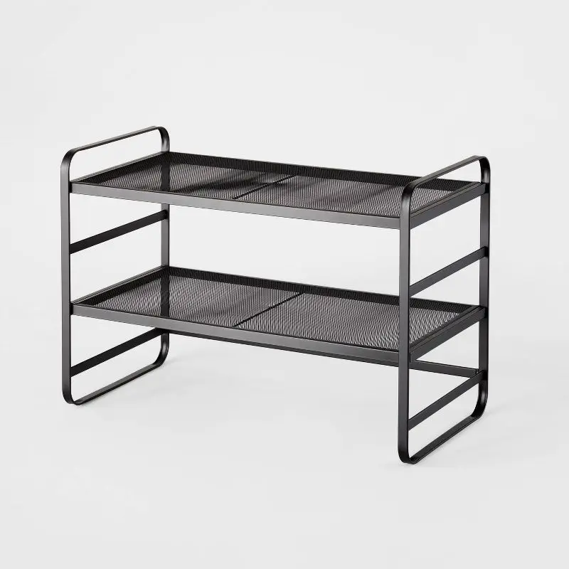 

Durable 2 Tier Shoe Rack Metal Mesh,Black