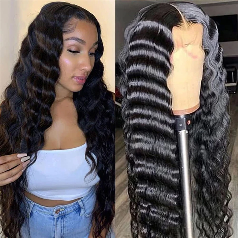 

FABHAIR Loose Deep Wave Lace Front Wigs 180% Density for Black Women 100% Human Hair 4X4 Wear Glueless Wigs and Go for Women