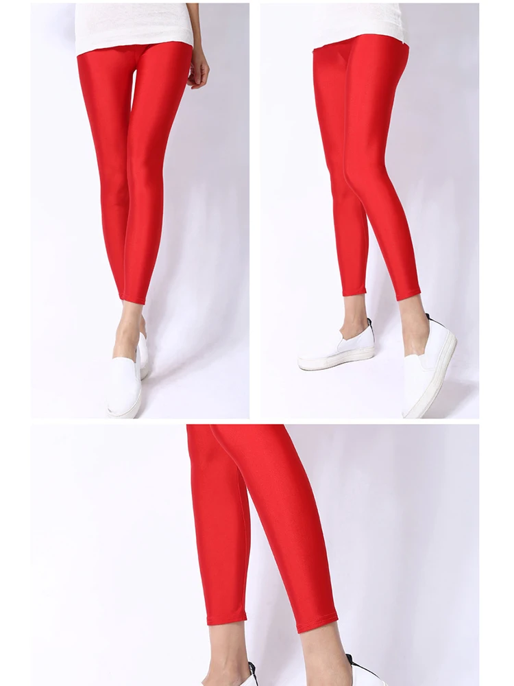 CUHAKCI Women Shiny Pant Leggings Hot Selling Leggings Solid Color Fluorescent Spandex Elasticity Casual Trousers Shinny Legging