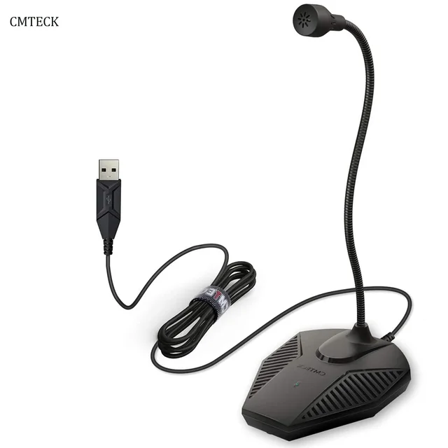 USB Computer Microphone 360° Flexible Gooseneck Desktop Mic for PC