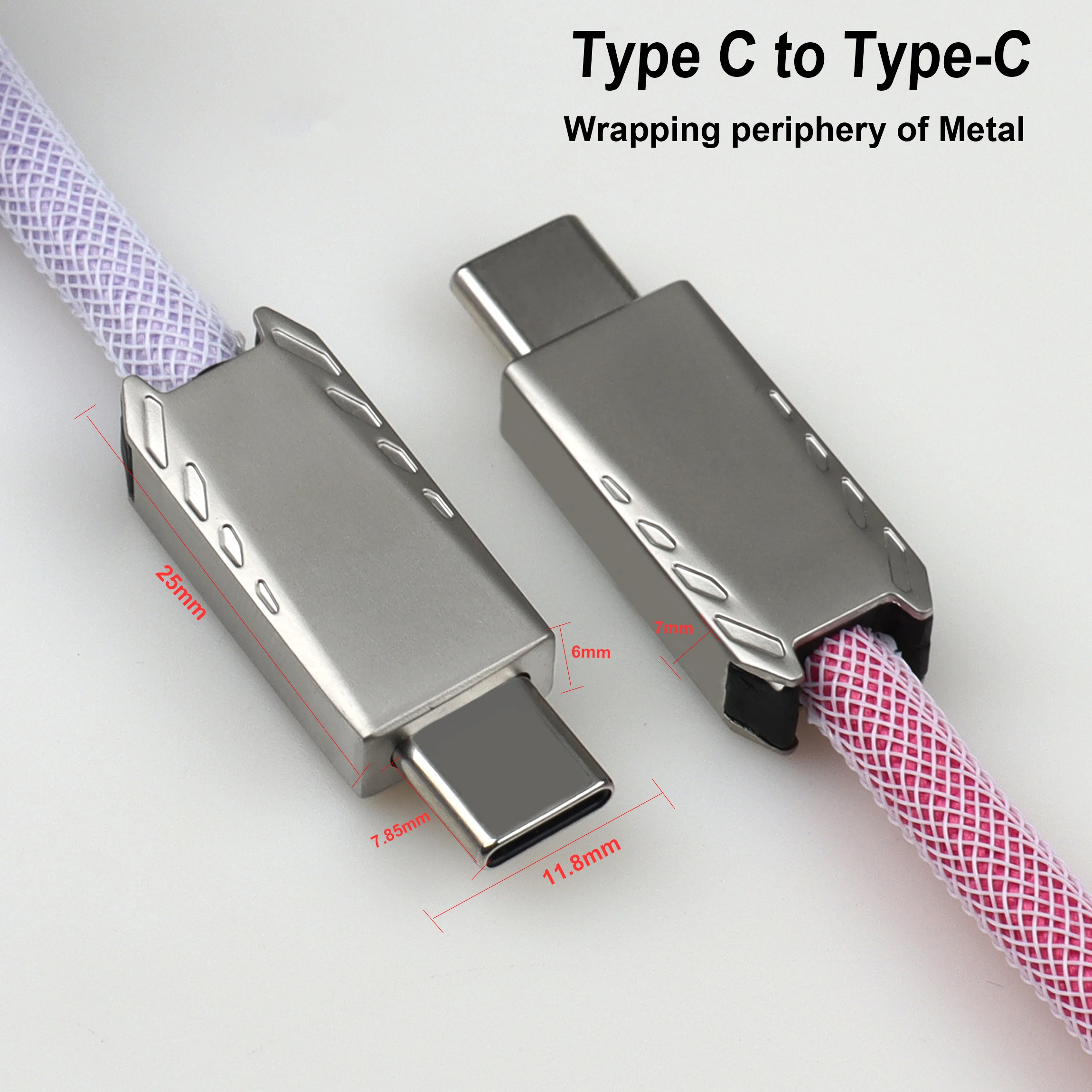 Lano-usb c para Usb c Teclado Mecânico Cabo Coilde Conector Aviador Metal tipo c Interface Presentes para Gamer - Imagem 3