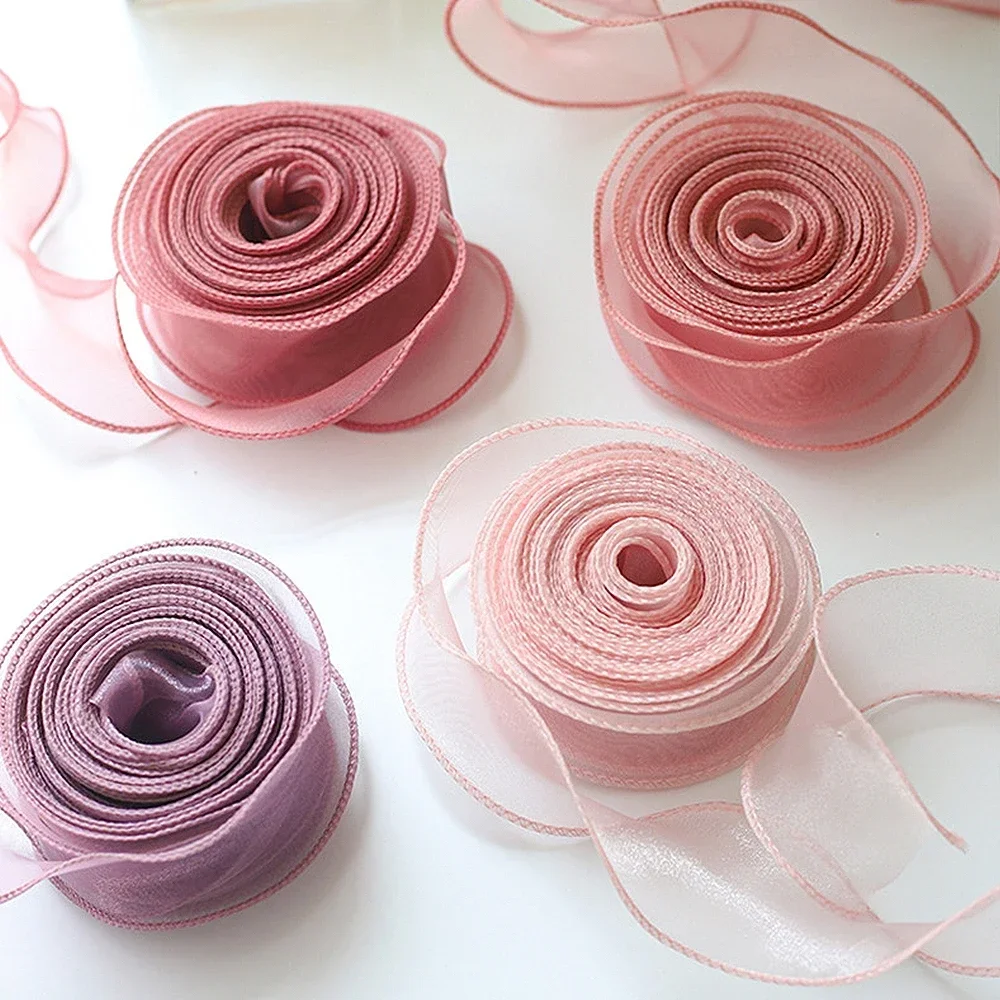 organza ribbon 40mm 10Yards fishtail yarn wave sheer chiffon organza ribbon gift box packaging bouquet wrapping material wedding party decor