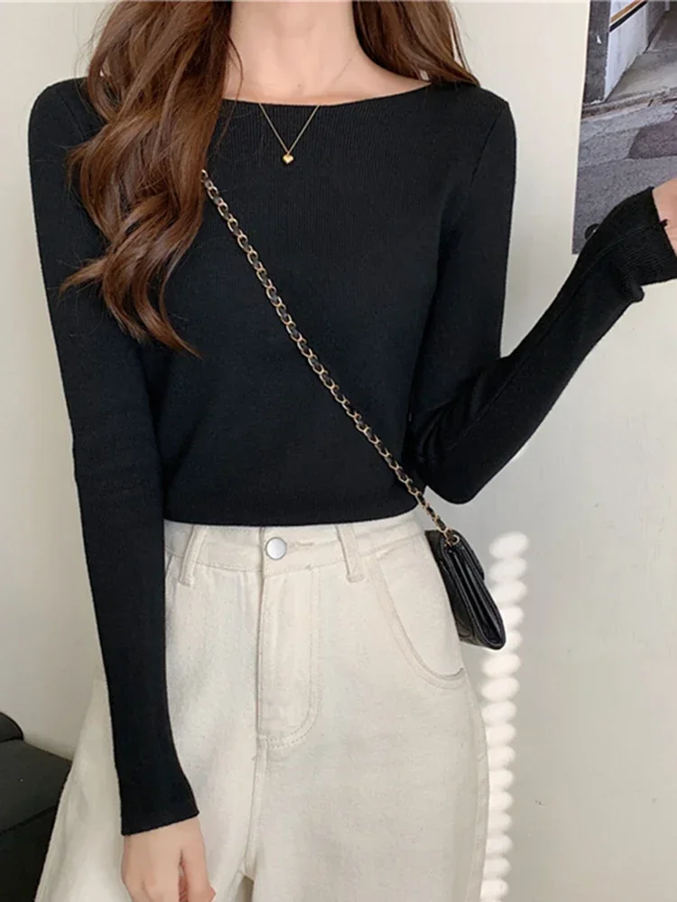 Fashion Ribbed Women Sweater Knitted Soft Pullovers Jumpers Basic Solid Soft Long Sleeve Sweaters For Women Autumn Winter Tops