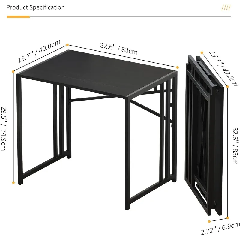 Small Folding Computer Desk 32 inch, Writing Gaming Computer Desk for Small Spaces, No Assembly Required Small Office Desk 3