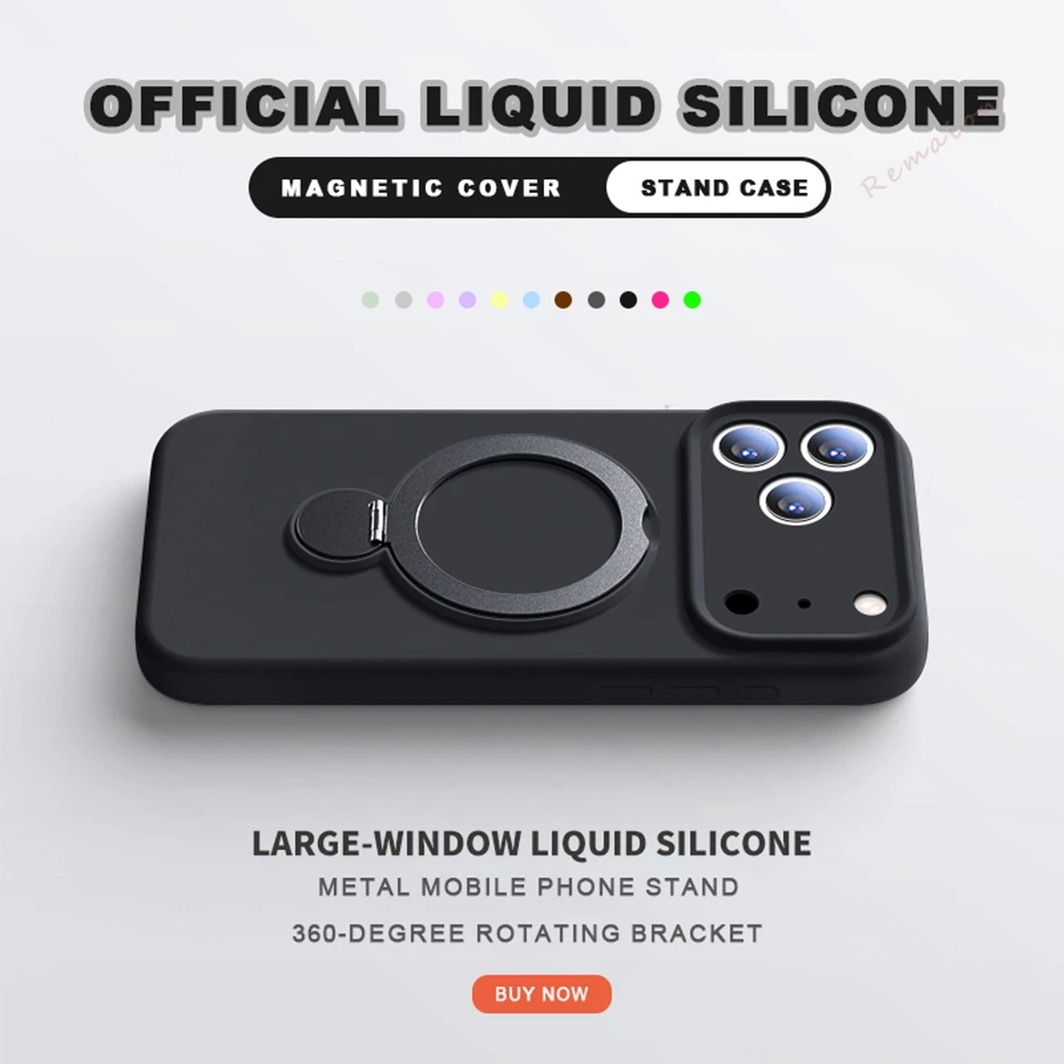 Magnetic Stand Liquid Silicone Phone Case with Magsafe Charging Holder