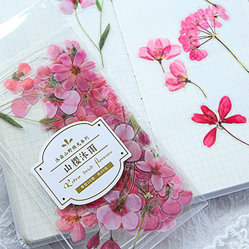 Mr. Paper 100Pcs/Bag Aesthetic Flower Stickers Literature Vintage Botanical  Hand Account Material Decorative Stationery Stickers