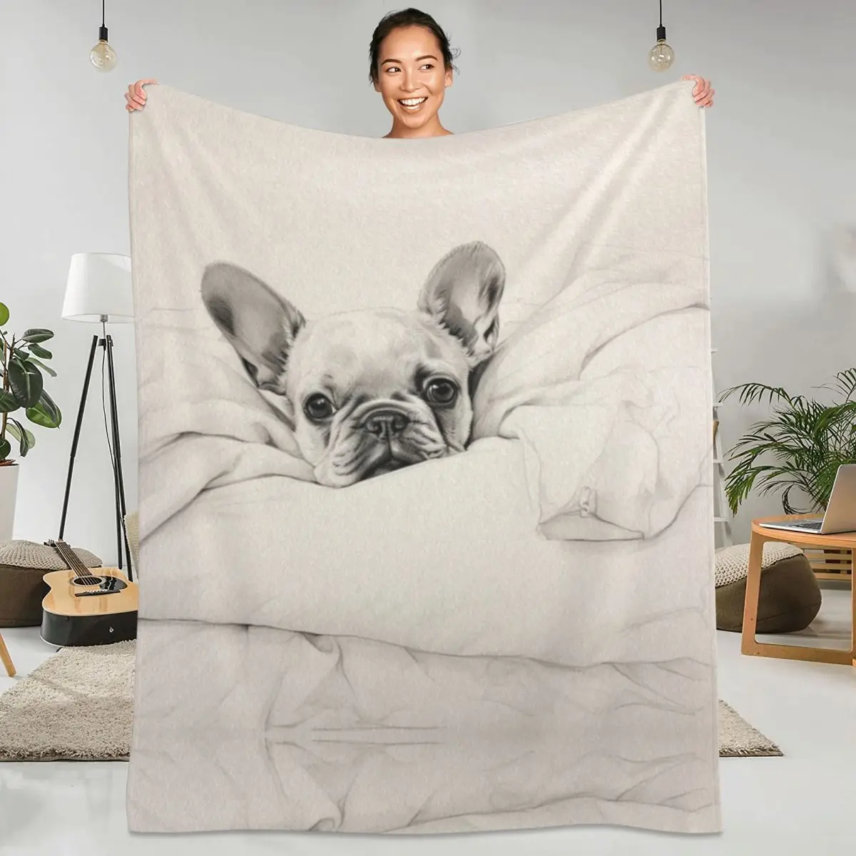 

French Bulldog Resting Blanket Sleepy Dog Picnic Flannel Bedding Throws Super Soft Bedroom Design Bedspread Gift