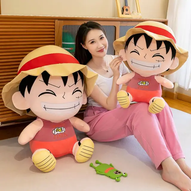 Anime Cartoon One Piece Luffy Model Plush Doll Soft Suffed Plushie Room Decor Kawaii Cute Pillow Kids Toys Birthday Gifts