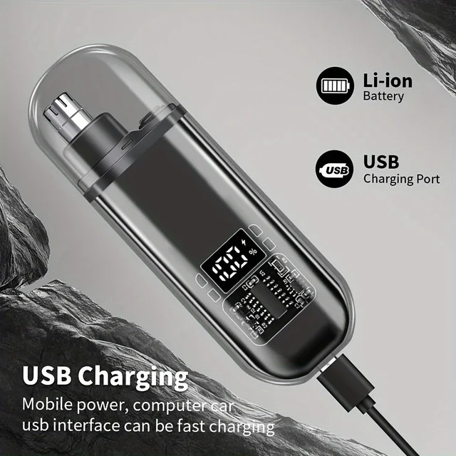 Suitable for men, USB charging nose and ear hair trimmer portable electric nose hair clipper, mini compact design, quick chargin - Image 3