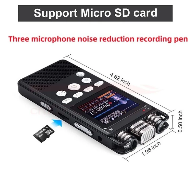 

Professional Voice Activated Digital Audio Voice Recorder 8GB-32G USB Three microphones Recording Pen Dictaphone Support TF-Card