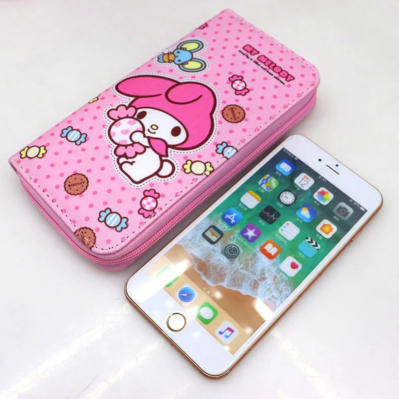 Sanrio My Melody Hello Kitty Anime wallet cartoon cute girl coin purse student storage mobile phone bag kids card holder gift leather wallets for women