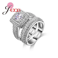 Classcial 925 Sterling Silver Wedding Ring Sets For Women Bijoux For Lady Vintage Luxury CZ Crystal Jewelry Accessories 1