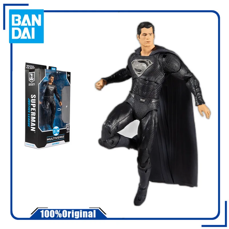 Оригинальные куклы Bandai из комиксов Лига Справедливости черный Супермен Аниме