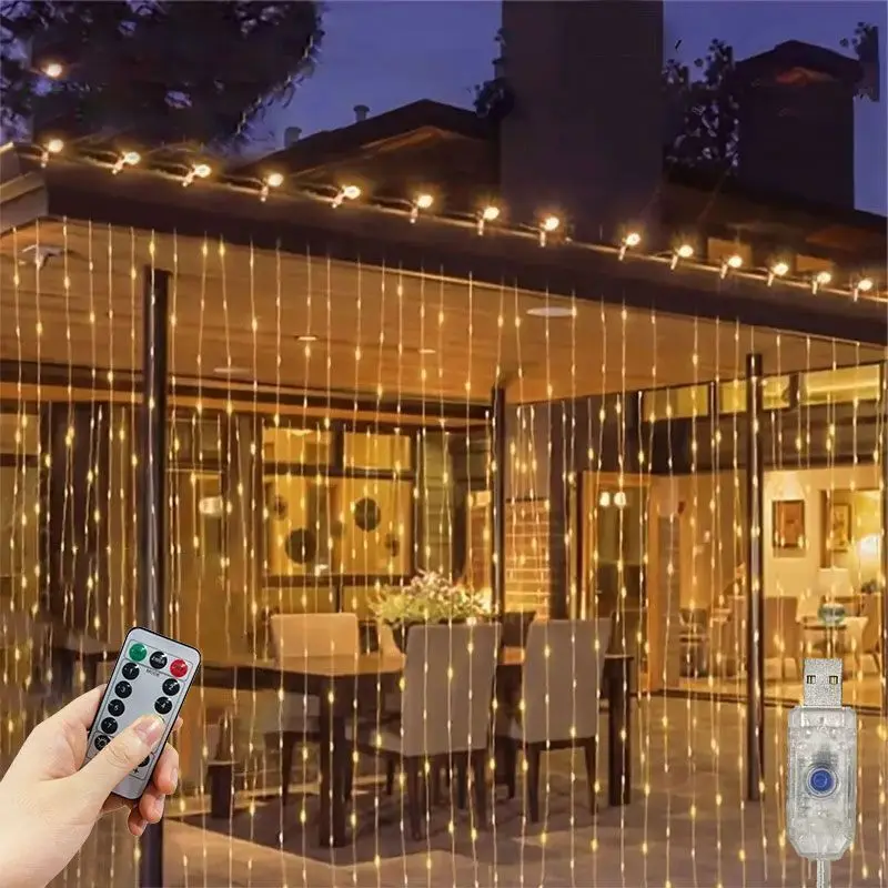 Description Picture 2 of itemCurtain LED String Lights Garland USB Festoon Remote Control Fairy Garland Light for Bedroom Wedding Party Christmas Decoration