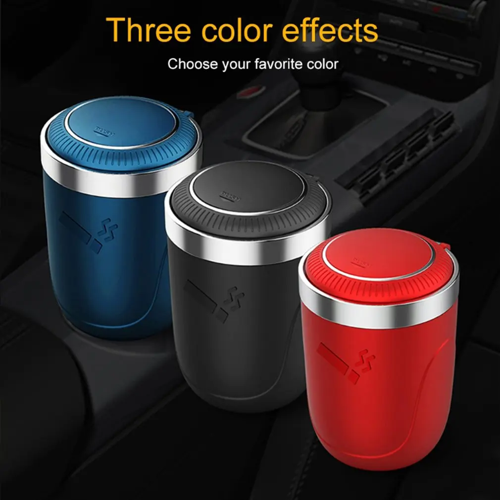 

Car LED Light Ashtray with Stainless Steel Liner Push Type Cigarette Ashtray Car Accessories