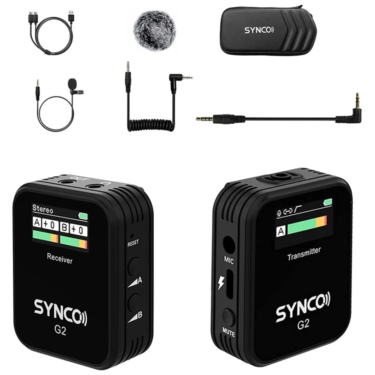 SYNCO G2(A1) 2.4GHz 무선 마이크 Lavalier 마이크 시스템 1 트리거-1 TX + RX 온라인 교육/라이브 스트리밍