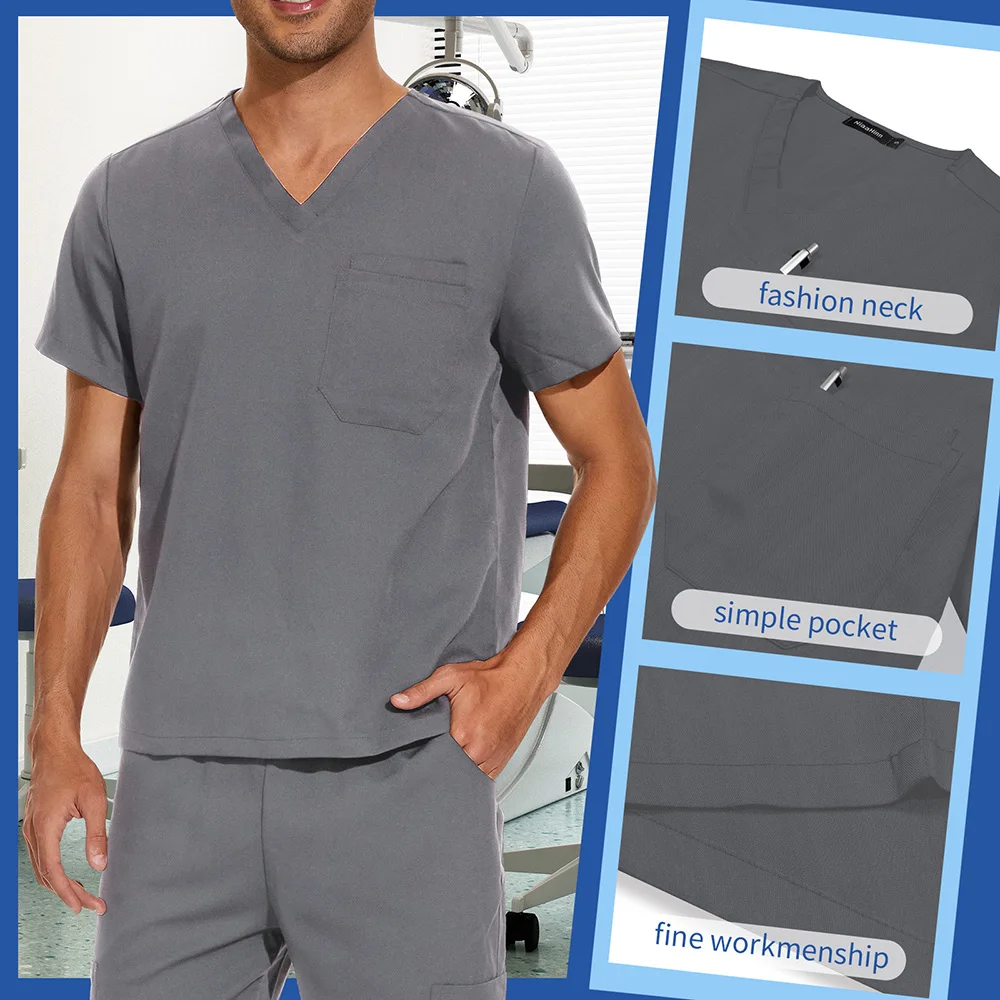 Medical Uniform V Neck Scrub Top + doctor Pant Nursing Clothes