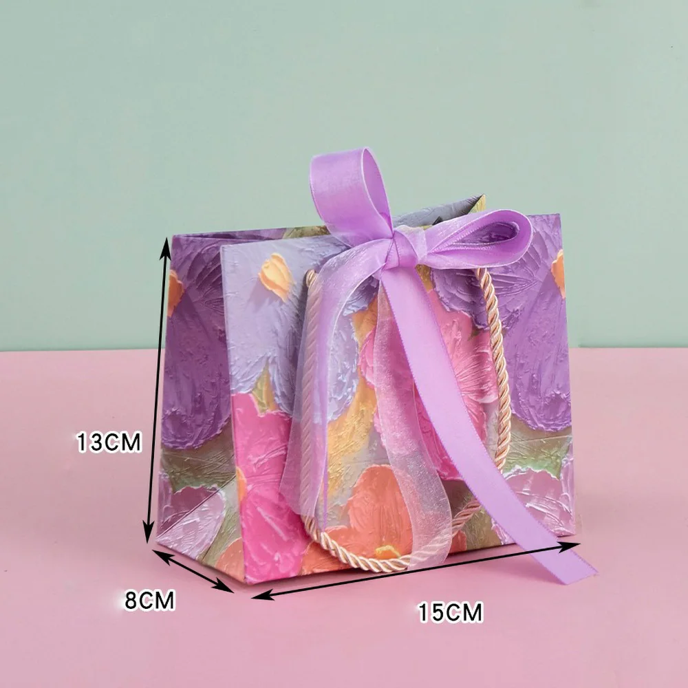Ölgemälde Design Kraftpapier Dankeschön Geschenktüte für Business Boutique Hochzeit Gefälligkeiten Blumenstrauß Thanksgiving Day Verpackungsbeutel – Detail 5