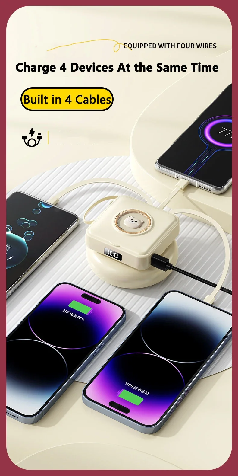 Mini power bank con specchio trucco caricabatterie portatile_voghion.com