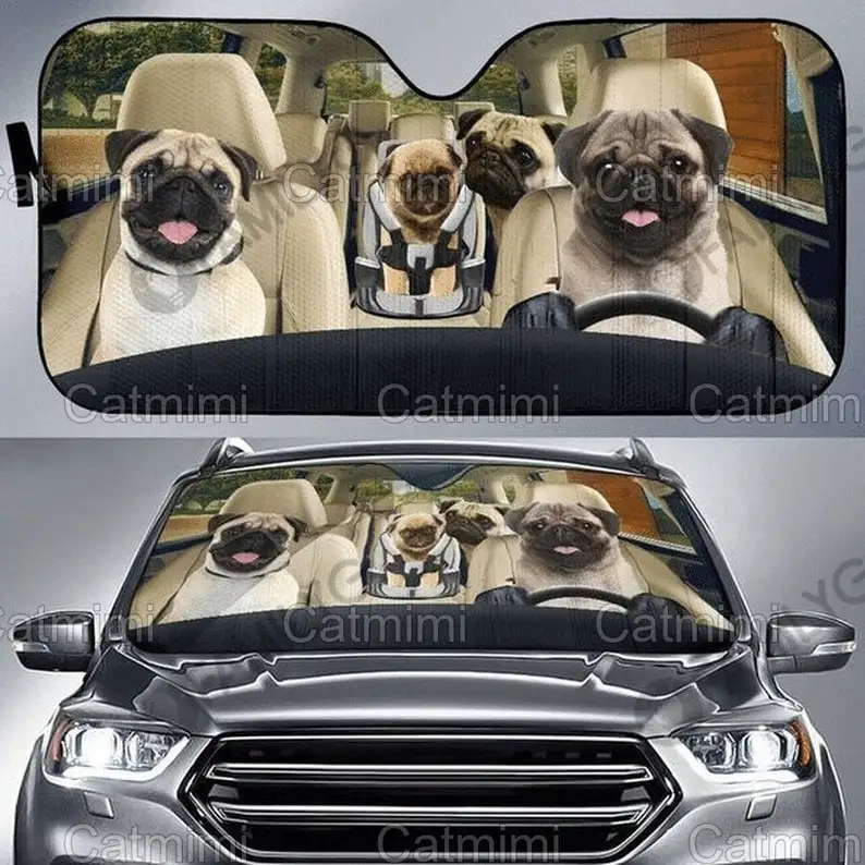 

Pug Car Sunshade, Pug Car Accessories, Funny Pug Car Decor, Sunshade Car Windshield, Pug Auto Sun Shade, Pug Lover Gifts PHT1421