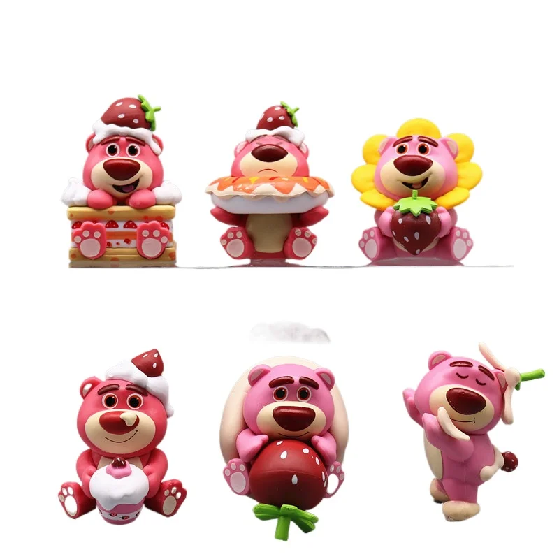 

Disney Anime 6-piece Set Bear Figure Butt Butt Bear Doll Tide Play Figure Pink Girl Heart Toy Car Ornament Decoration Stitch