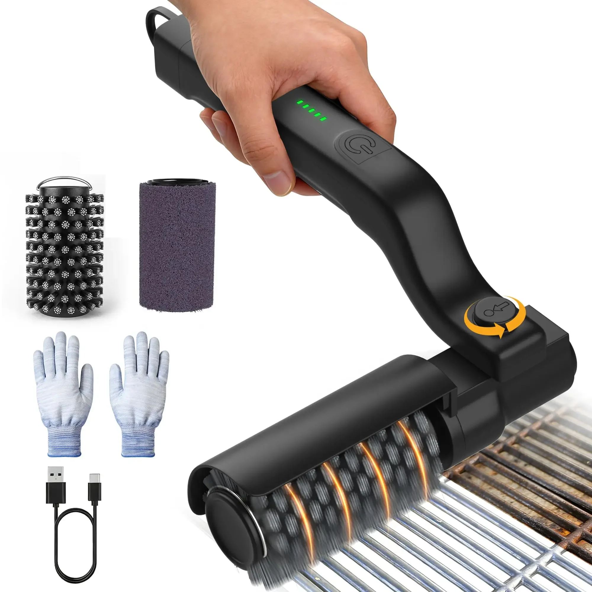 BBQ Grill Brush 3-Speed Settings Electric Grill Brush,180° Adjustable Head,90 Mins Grill Cleaner for Outdoor Griddles Smokers