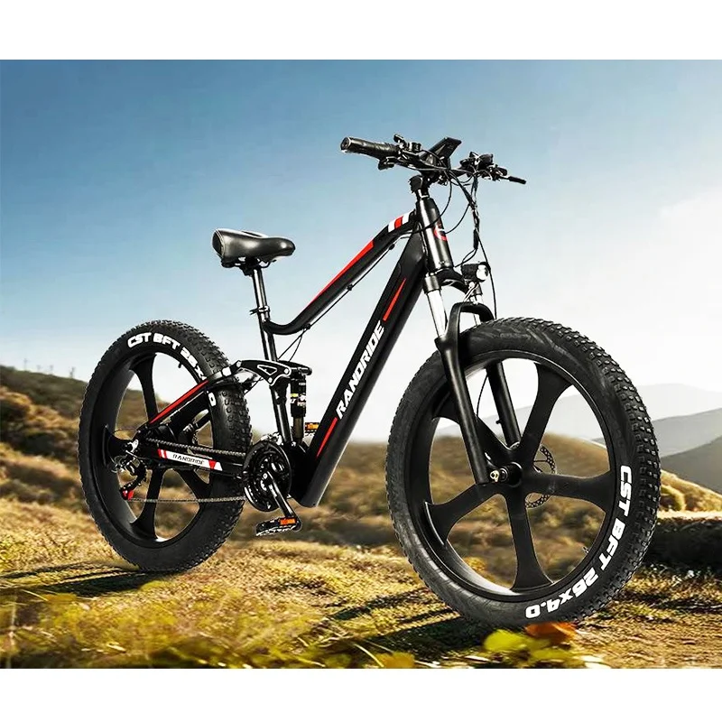 RANDRIDE YX90M Integrated 26Inch Fat Wheels Cruiser Electric Bike Mountain 21 speed Hydraulic oil brake Adult Electric Bicycle