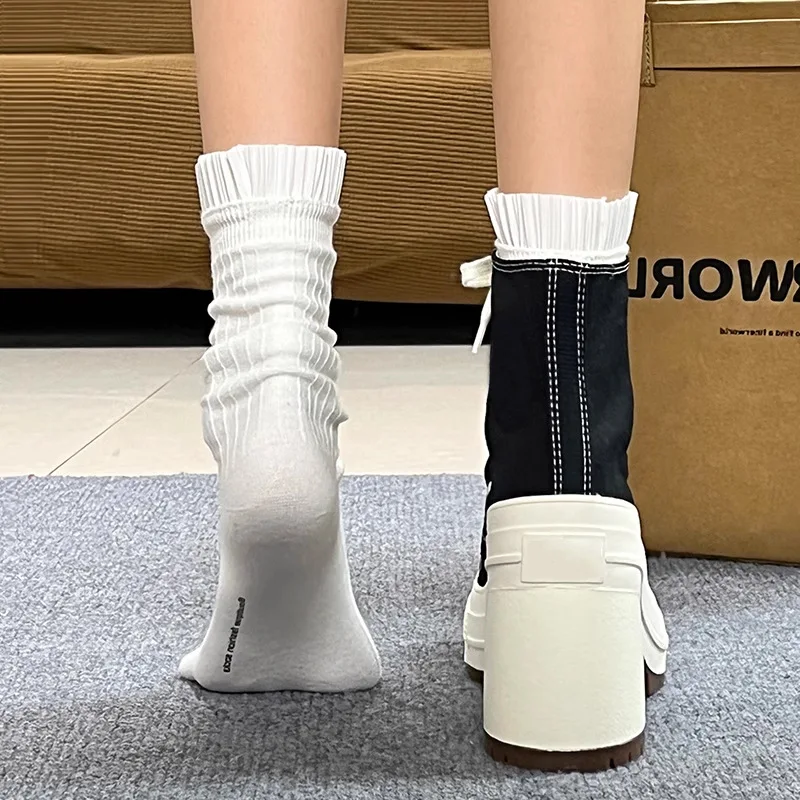 Women Platform Sneakers Canvas Shoes Personalized Luxry Heels Skateboard Lace Up Casual Fashion Outdoor Sneakers 5