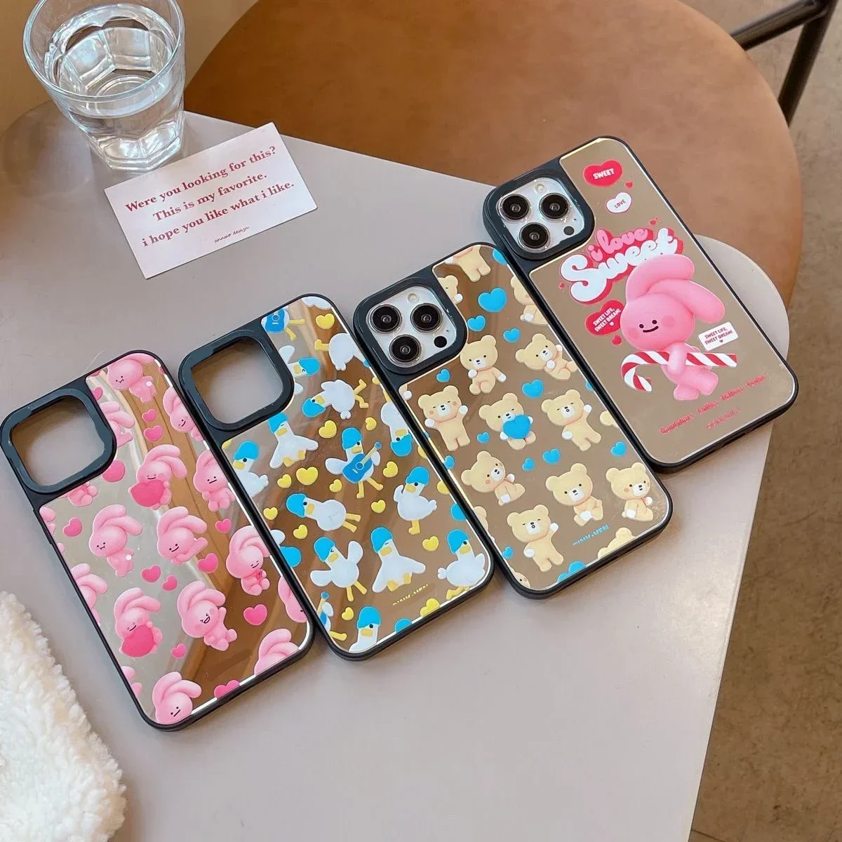 

Cartoon Rabbit Mirror Surface Phone Case Cover for IPhone 14 13 12 11 15 Pro Max Case for IPhone 15 Pro Max