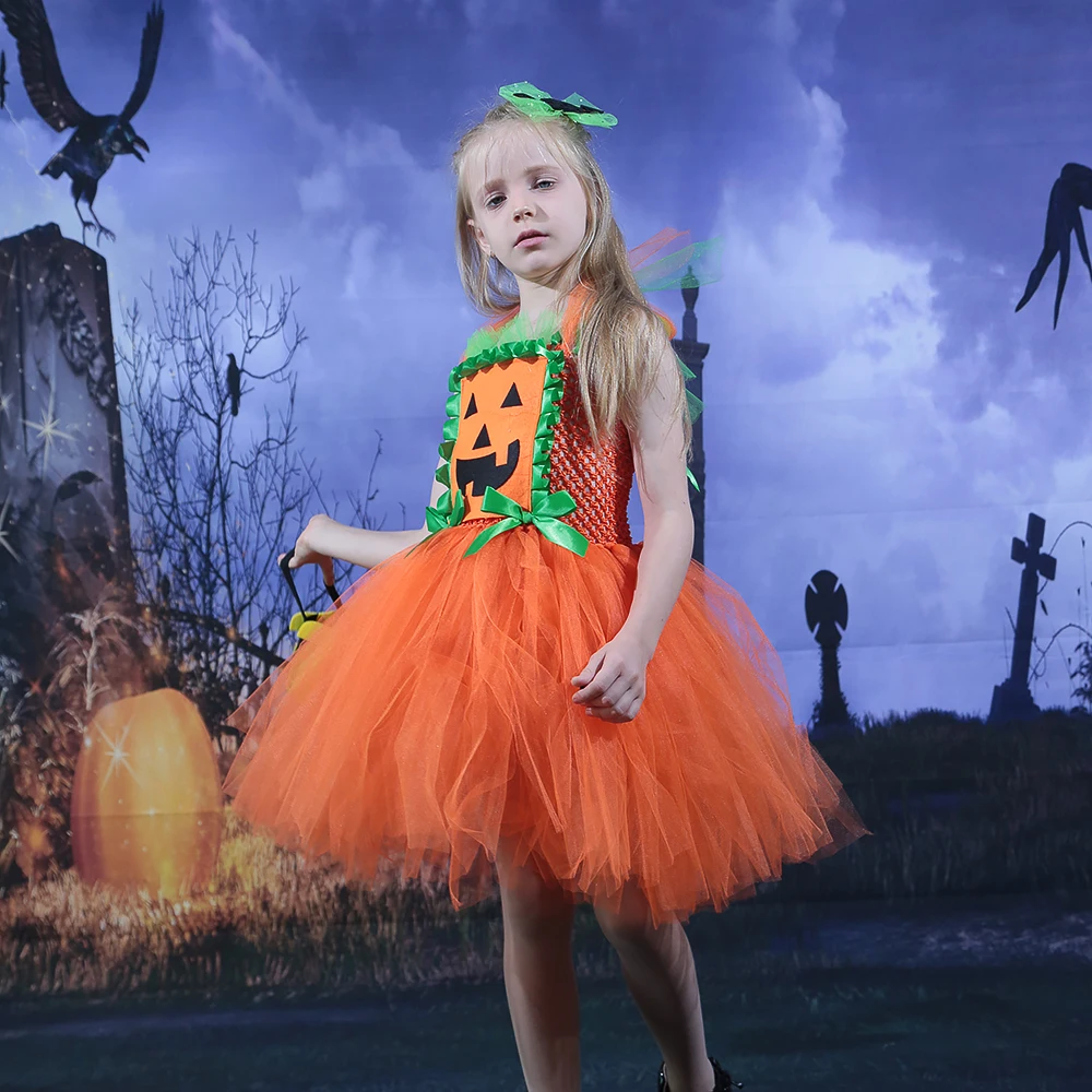 ScaryPumpkinMonsterGirlsHalloweenDressUpTutuDressKidsClothes