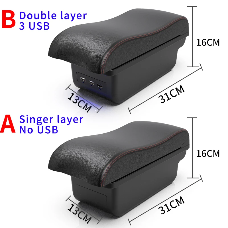 이비자 6j 이비자 6L 암레스트 박스, 시트 이비자 차량용 암레스트 중앙 수납 박스, USB 내장형 개조, 자동차 인테리어 액세서리