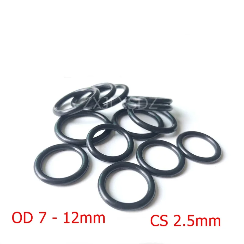 

100 PCS NBR rubber O ring Grommet O-ring Oring Seal Rubber Gaskets CS 2.5mm x OD 7 8 9 10 11 12mm
