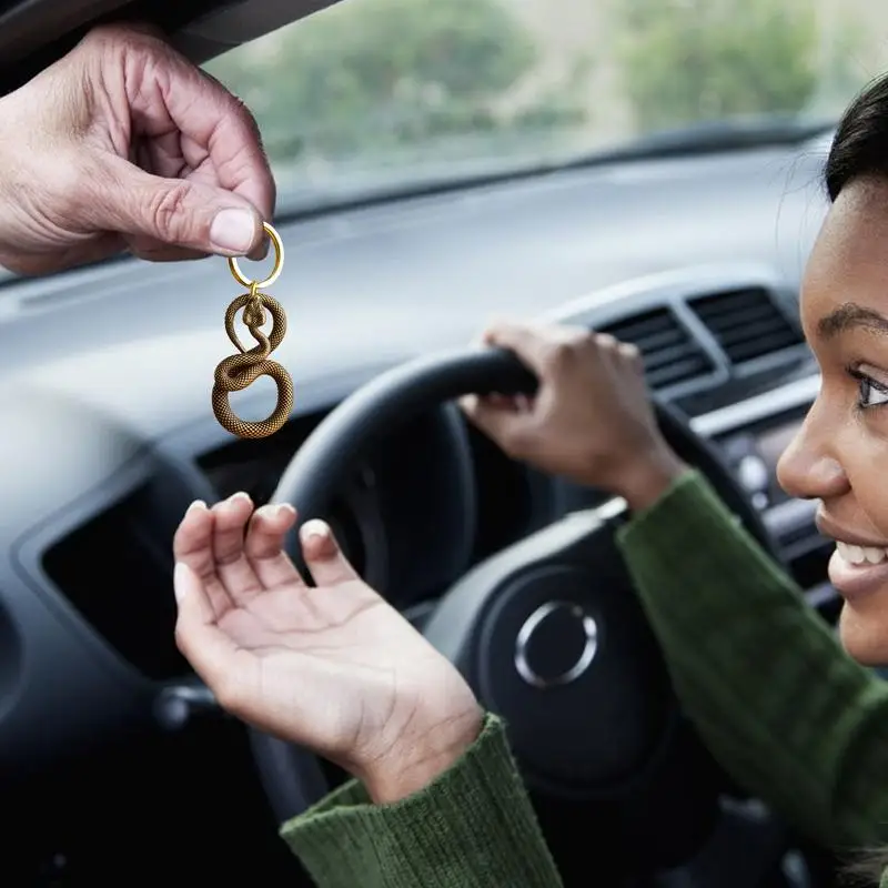 Snake Pendant Key Ring Metal Bag Charm Car Souvenirs Keychain 2025 New Year Hangable Ornament Animal Key Ring for Bag Purse