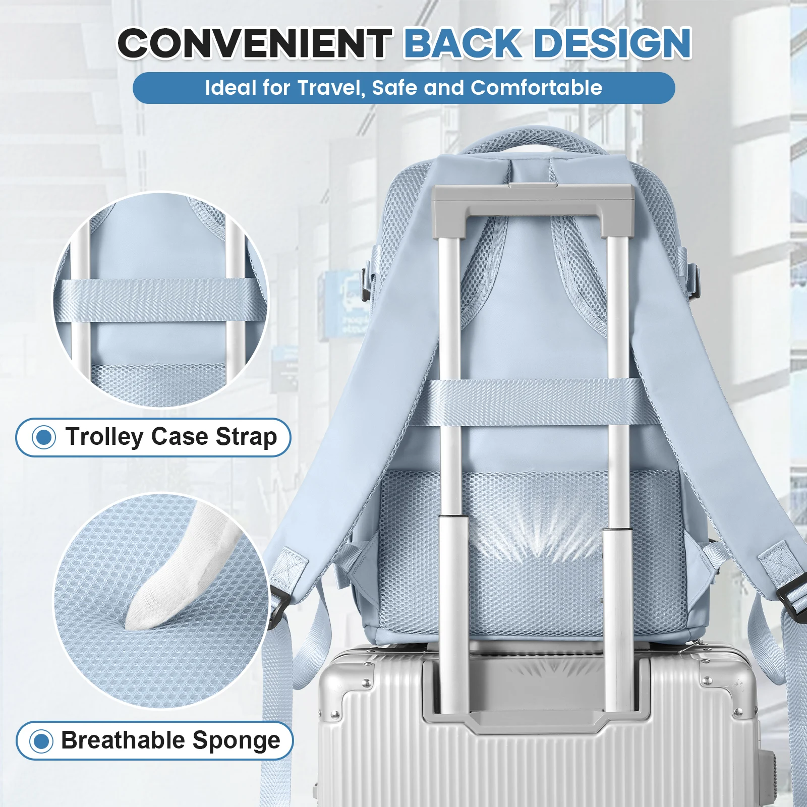 Ryanair Cabin Bag 40x20x25 Under Seat Travel Backpack School Storage Laptop Bag Multipurpose Hand Luggage Waterproof Backpack