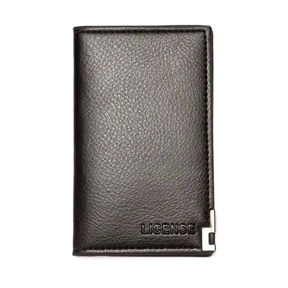 

Male 1Pc ID Card Driver License Credit Card PU Leather Soft Billfold Business Card Organizer Foldable Wallet Men Card Holder