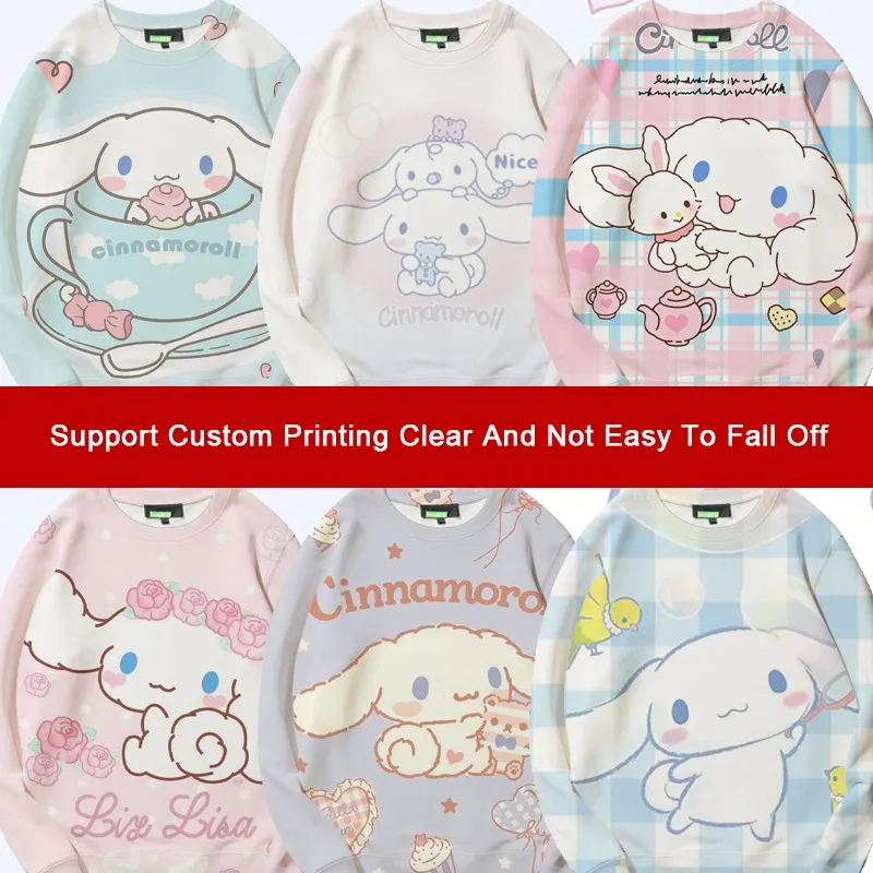 

Sanrio Cinnamon Dog Co-named Round Neck Hoodie Girls 2024 New Big Ear Dog Around Clothes Loose Coat Tide