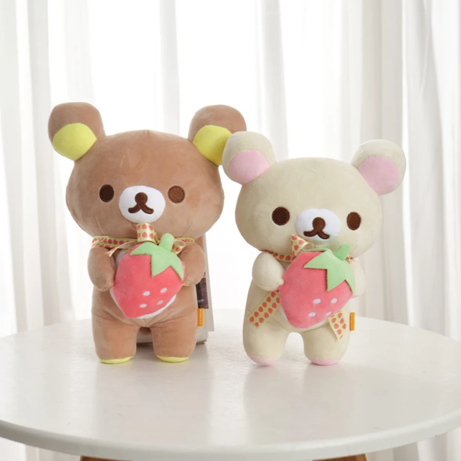 Strawberry Rilakkuma Cartoon Plush Doll Soft bear Toys Kawaii Room Decor Teddy Bear Plushies Cute Couple Bear Xmas Girl Gifts