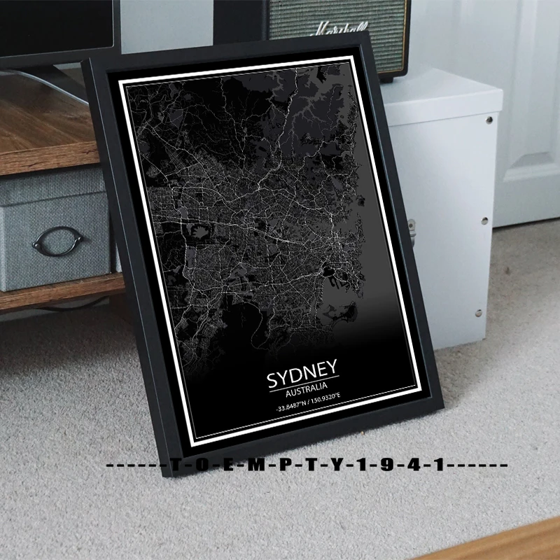 Australia Cities Map Dark Poster Canvas Printing Australia Maps Cities Map Wall Art Prints Home Room Wall Decoration