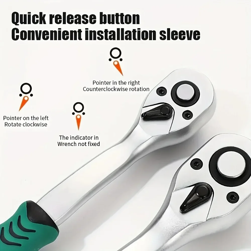 1/4 3/8 1/2 Ratchet Wrench Set 72Drive Socket Sleeve Wrench Set Car Repair Tool Wrench Auto Repair Spanner Tools 4